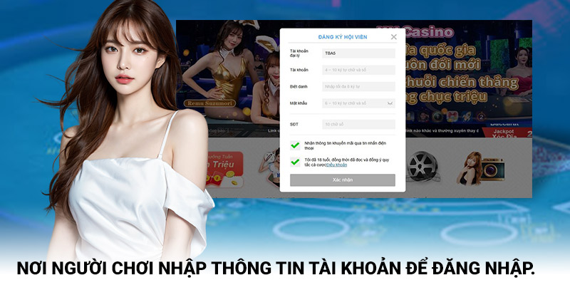 Màn hình đăng nhập Thabet, nơi người chơi nhập thông tin tài khoản để đăng nhập.